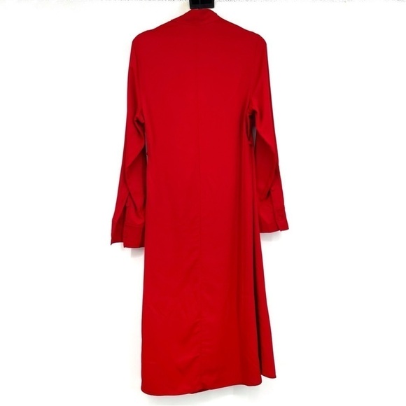 COS The Crow Red new with tags Button Fit mockneck cherry holiday Midi dress NWT - Picture 8 of 9
